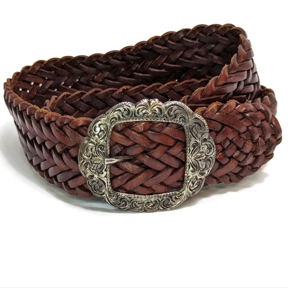 Harold’s Italian Leather Braided Belt, S Harolds Italy leather braided belt 1 1/2 in wide fits 33 to  main image 2